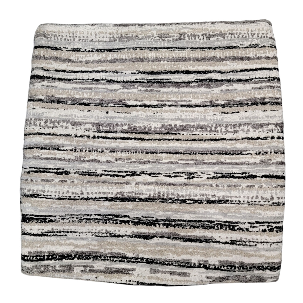 Modern Textured Striped Throw Pillow Covers Set of 2 Black Gray Cream 19”x19” - Picture 3 of 16